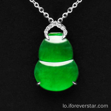 ຄໍາຂາວຂະຫນາດ 18K ສີຂາວ icy jadeite cucurbit pendant